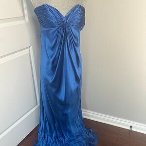 Laundry by Shelli Segal Strapless Charmeuse Gown Royal Blue Size 8 EUC